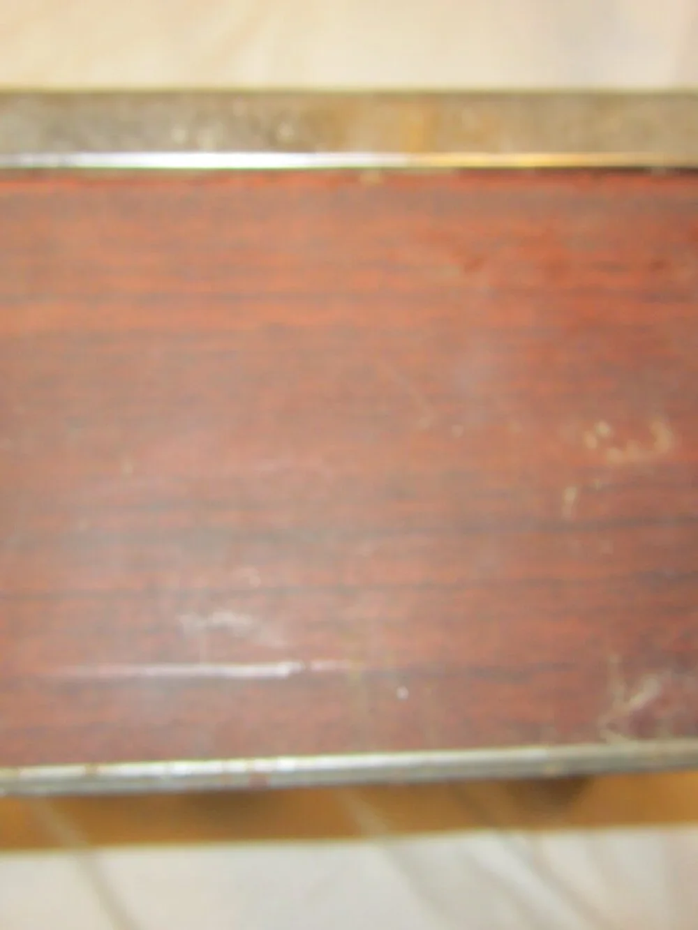 VTG LINCOLN BEAUTYWARE COFFEE CANISTER, FAUX WOODGRAIN & CHROME